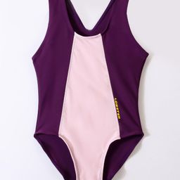 Lobster Sleeveless V Cut Solid Swimsuit - Pink & Purple-image-12