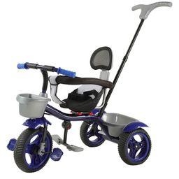 JoyRide Baby Bike Tricycle with Dual Storage Basket And Parental Handle, Footrest, Backrest & Safety Harness for Kids  Boys & Girls Age 2 to 4 Years Tricycle - Blue-image-54
