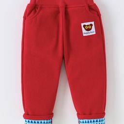 Kookie Kids Full Length Lounge Pant with Bear Patch - Red-image-23