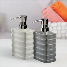 Kookee Ceramic Soap Dispenser liquid handwash pump for Bathroom, Set of 2, Grey (10539)- 350 ml-image-86