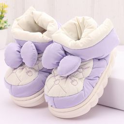 Oh! Pair Slip On Winter Shoes with Embroidery & Bow Detailing  -  Purple-image-35