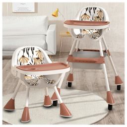 Little Olive 3 in 1 High Chair with Safety Harness and Adjustable Height - Coffee Brown-10
