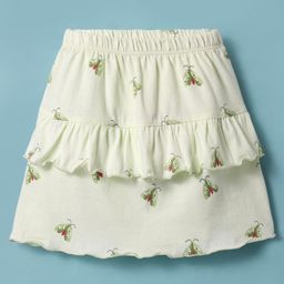Tango Single Jersey Knit Knee Length Skirt with Butterfly Print - Light Green-picture-22