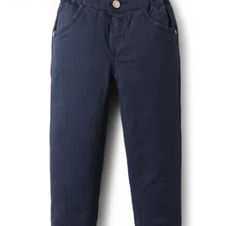 Olio Kids Cotton Woven Full Length Solid Coloured Trouser - Navy Blue-picture-42
