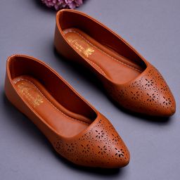 Shoetopia Floral Designed Ballerinas - Tan-image-81