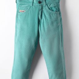 Olio Kids Cotton Woven Full Length Solid Trouser - Olive Green-picture-29