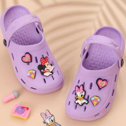 Disney by Yellow Bee Solid Perforated Clogs With Daisy Duck & Minnie Mouse Charms - Purple-picture-45