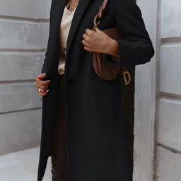 KPOP Women Solid Lapel Collar Longline Open Front Jacket image 2