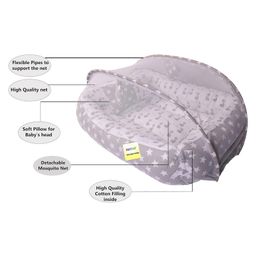 Kwitchy New Born Baby Bedding Set Reversible Mattress with Pillow & Mosquito Net - Grey image 2