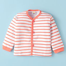 Mini Donuts Interlock Knit Full Sleeves Front Open Vests with Stripes & Dino Print Pack of 3 - Orange Blue & White image 2