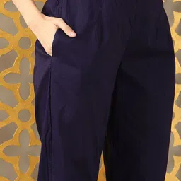 Anouk Floral Printed Thread Work Straight Kurta With Trousers & Dupatta image 3