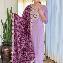 Moda Rapido Women Embroidered Aari Work Kurta with Trousers & With Dupatta-picture-49
