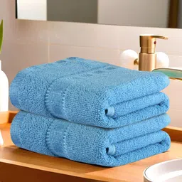Kuber Industries Blue 2 Pieces Cotton 225 GSM Anti Bacterial Face Towels-55