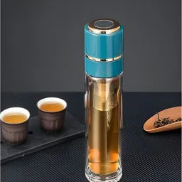 YELONA Transparent & Green Single Glass Solid Double Wall Vacuum Water Bottle-20
