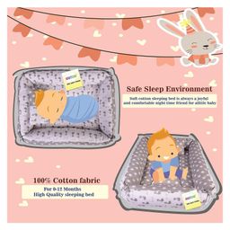 Kwitchy New Born Baby Bedding Set Reversible Mattress with Pillow & Mosquito Net - Grey image 5