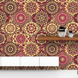 ArtzFolio Printed UV-Resistant Anti-Bacterial Vintage Arabic Indian Motifs Peel & Stick Wallpaper-image-72