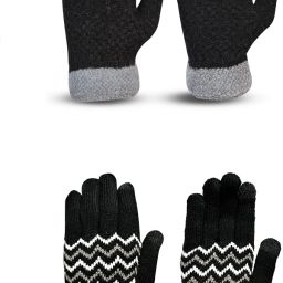 Striped, Self Design, Printed Winter Men Gloves-picture-7