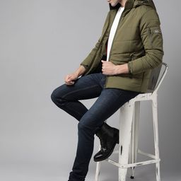 The Roadster Lifestyle Co. Men Olive Green Detachable Hooded Padded Jacket-picture-44