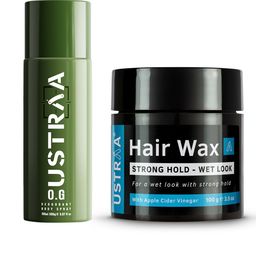 Ustraa Men Set of O.G. Deodorant Body Spray 150 ml + Strong Hold Wet Look Hair Wax 100 g-19