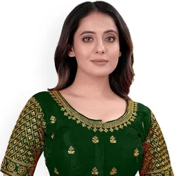 HERE&NOW Embroidered Round Neck Saree Blouse-image-50