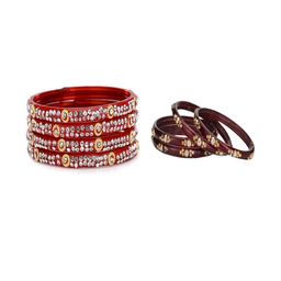 SOMIL Set of 8 Red Alloy Bangles-image-94