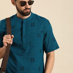 Anouk Men Blue & Black Geometric Printed Kurta-picture-53