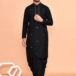 Arihant Rai Sinha Men Floral Embroidered Regular Thread Work Kurta with Dhoti Pants-image-15