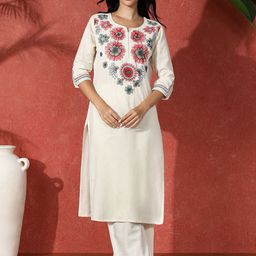 Sangria Embroidered Pure Cotton Kurta With Trouser-picture-13
