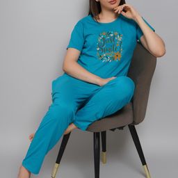 FITIN OUTFIT Teal Pure Cotton Nightdress-image-21