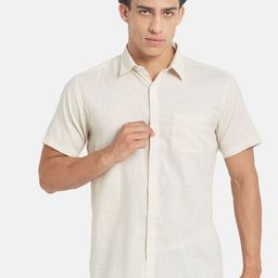METTLE Men Solid Spread Collar Cotton Casual Shirt-picture-12