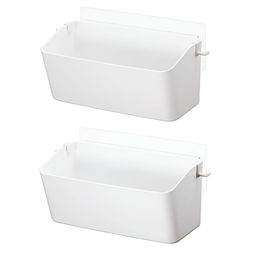 HOKIPO White 2 piece Solid Plastic Bathroom Caddy-image-63