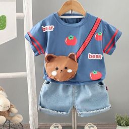 POP STREET KIDS Girls Printed Round Neck T-shirt With Shorts-image-92