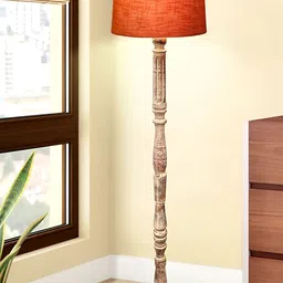 Homesake Red & Brown Textured Wood FloorLamp-1