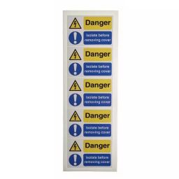 RS PRO Black/Blue/White/Yellow Vinyl Safety Labels, Danger Isolated Before Removing Cover-Text 40 mm x 60 mm Model No 7760951 (1 Bag of 5)-image-77