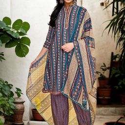 Anouk Women Floral Printed Regular Kurta with Harem Pants & With Dupatta-image-0