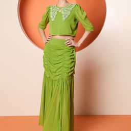 Antheaa Embellished Top With Skirt-image-71