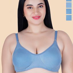 KOMLI Pack Of 4 Non Padded Cotton T-shirt Bras With All Day Comfort-picture-27