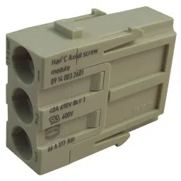 Harting Heavy Duty Connector Inserts / Modules RECTANGULAR HAN MODULE, PLUG, 3WAY SCREW, 09 14 003 2601-98