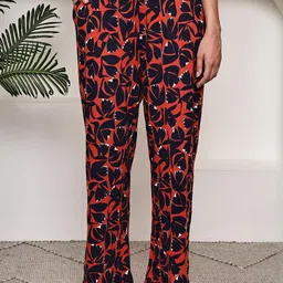 ORANGE BLACK LEAF LOUNGE PANT-image-97