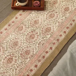 Peepul Tree Rust Colored & Beige Pure Cotton Block Printed Bedside Runner image 5
