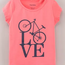 Lazy Bones Half Sleeves Top Text Print - Peach-picture-22