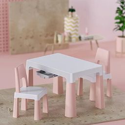 Multifunctional Kids Table Chair Child Dining Table And Chairs Plastic - Pink-11