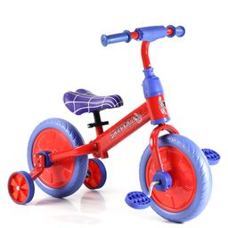 4-in-1 Multi-Functional Toddler Kids Balance Bicycle with Training Wheels & Pedals 11 Inch - Red & Purple-8