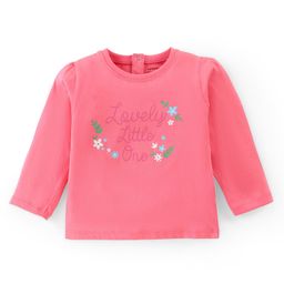 Babyhug 100% Cotton Full Sleeves T-Shirt With Floral Graphics- Pink-image-86