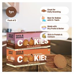 Tots & Moms Millet & Jaggery Cookies | Ragi & Almonds | Choco Bajra | 150g Each-90