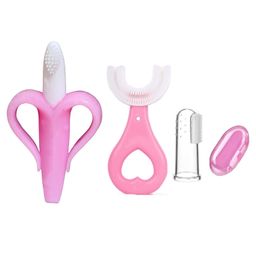 Joy Buzz Baby Banana Shape U Shape & Fingure Toothbrush Combo Pack Of 3 - Pink-image-59