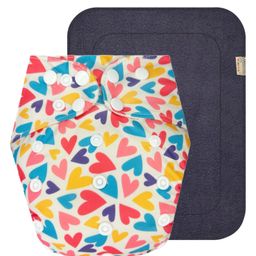 Dumbledo Premium WhiteHeart Free Size Leak proof Washable Unisex Reusable Cloth Diaper With 6-layer Black Insert - Cream-0
