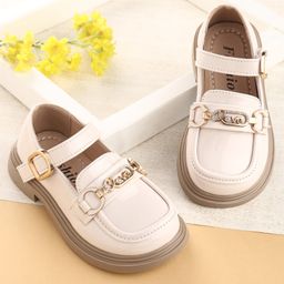 Oh! Pair Slip On Formal & Party Wear Shoes with Buckle Closure - Beige-image-37