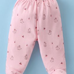 Tango Interlock Knit Footed Booty Leggings with Bunny Print - Pink-image-2