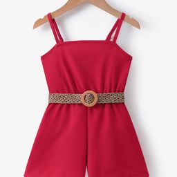 Mark & Mia Sleeveless Solid Jumpsuit - Red-image-4